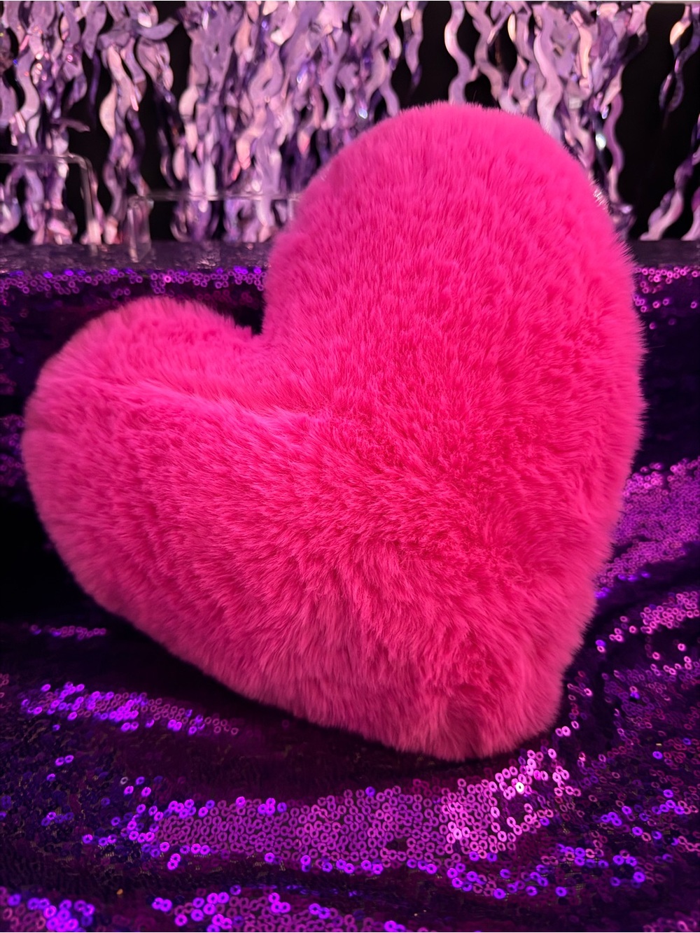 Plush Heart Car Seat Pillow - Hot Pink